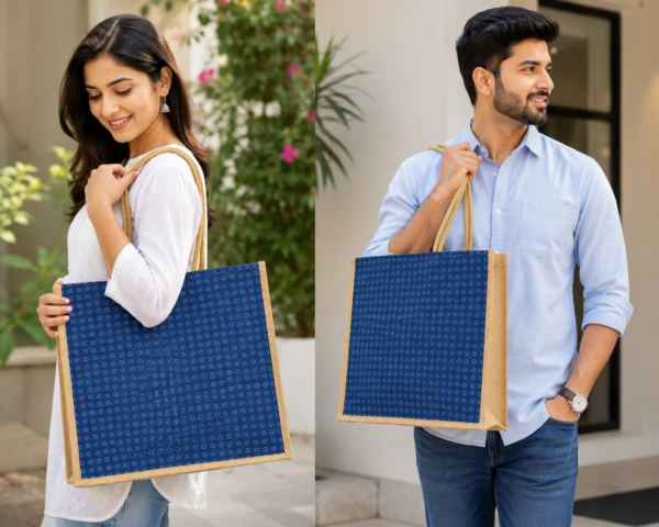 Premium Eco-Friendly Jute Tote Bag with Designer Print | Reusable Shopping & Gift Bag | Durable Rope Handle Handbag