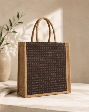 Premium Eco-Friendly Jute Tote Bag with Designer Print | Reusable Shopping & Gift Bag | Durable Rope Handle Handbag