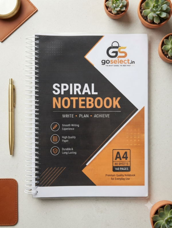 GoSelect A4 Spiral Notebook – 80 Sheets (160 Pages) | Premium Ruled Notebook for School, College & Office